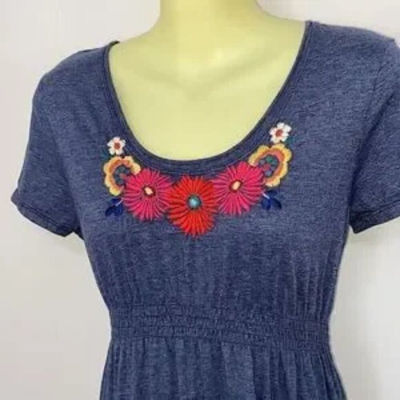 Johnny Was Embroidered Blue Maxi Dress Sz Sm NWOT - Picture 4 of 5